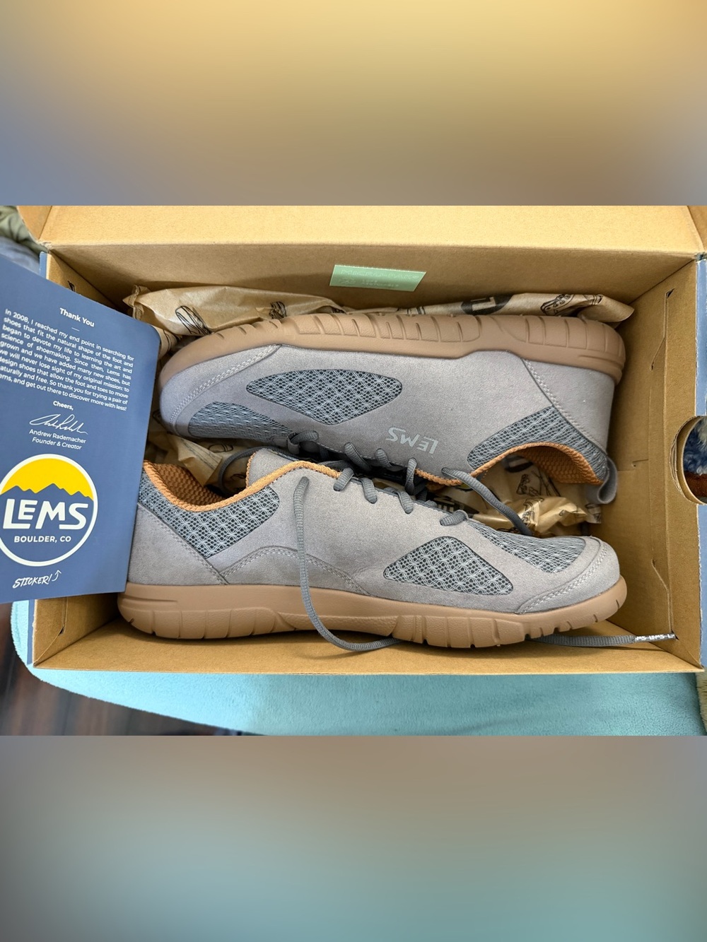 Lems primal 3 size 10 slate gray in box worn once